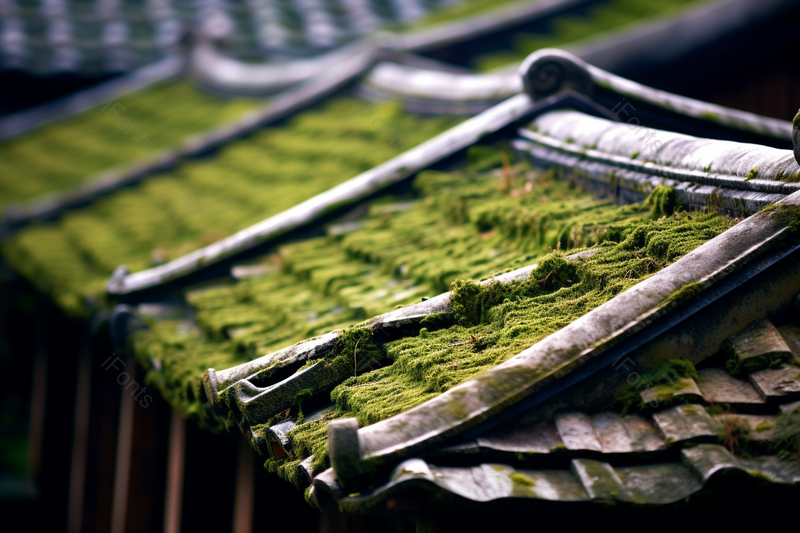 雨后民居的屋檐长满的苔藓,高清,摄影图,摄影图片,图片大全,摄影图免费下载